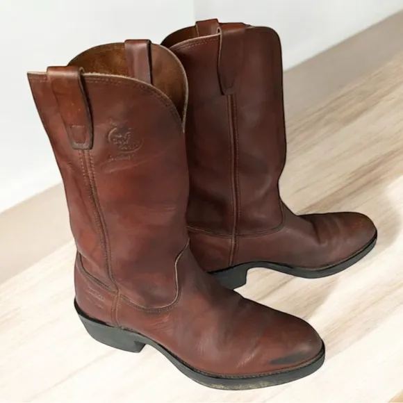 ❄️ 50% OFF Farm &amp; Ranch brown pull on western cowboy boots 11 M