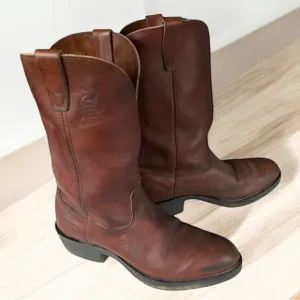❄️ 50% OFF Farm &amp; Ranch brown pull on western cowboy boots 11 M