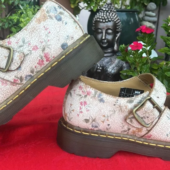 🌸 Dr. Martens 12295 Vintage Floral Crackle Single Strap Mary Jane Loafers