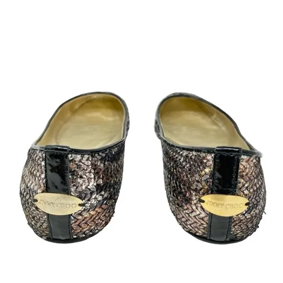* Jimmy Choo Metallic Sequin Ballet Flats Size 36 Made in Italy