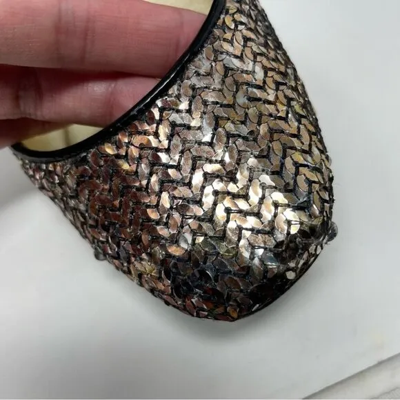 * Jimmy Choo Metallic Sequin Ballet Flats Size 36 Made in Italy