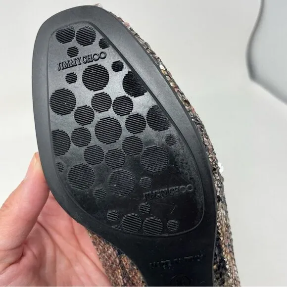 * Jimmy Choo Metallic Sequin Ballet Flats Size 36 Made in Italy