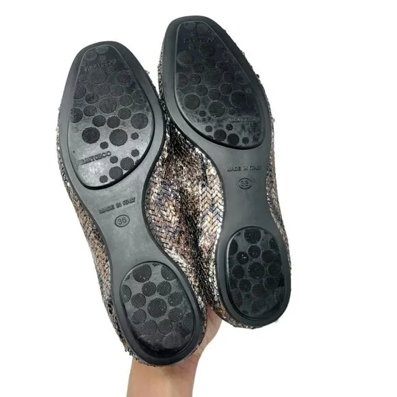 * Jimmy Choo Metallic Sequin Ballet Flats Size 36 Made in Italy