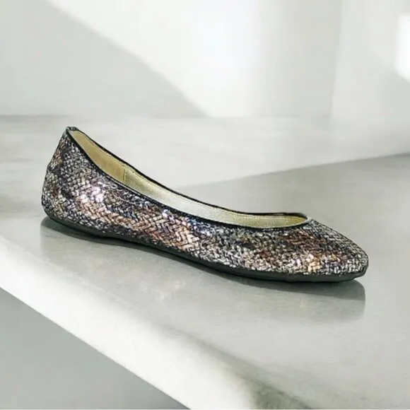 * Jimmy Choo Metallic Sequin Ballet Flats Size 36 Made in Italy