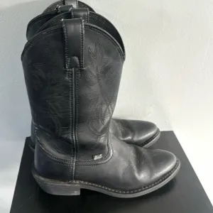🍍 Justin JB1104 Black Leather Pull-On Stitched Cowboy Boots Mens 8EE Western 🍍