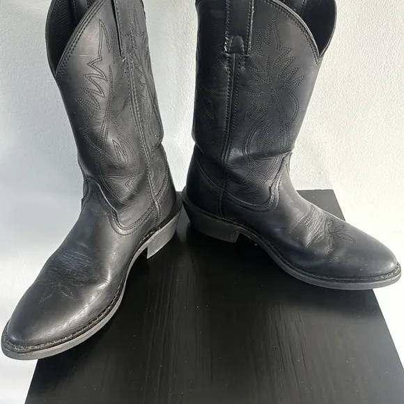 🍍 Justin JB1104 Black Leather Pull-On Stitched Cowboy Boots Mens 8EE Western 🍍