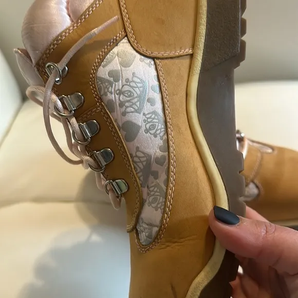 🌸 Limited Edition Timberland Princess Pink Satin Field Boots Women Girls