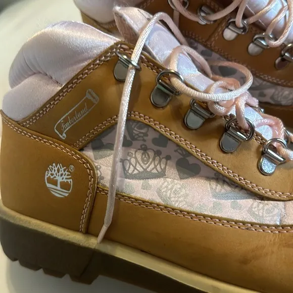 🌸 Limited Edition Timberland Princess Pink Satin Field Boots Women Girls