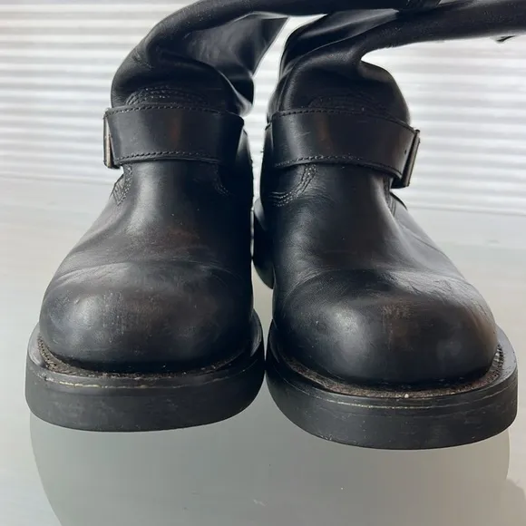 🏍️ Pull-On Black Leather Boots by Harley-Davidson | Men's 43 EU
