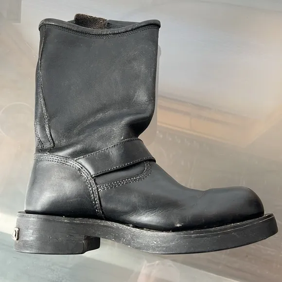 🏍️ Pull-On Black Leather Boots by Harley-Davidson | Men's 43 EU