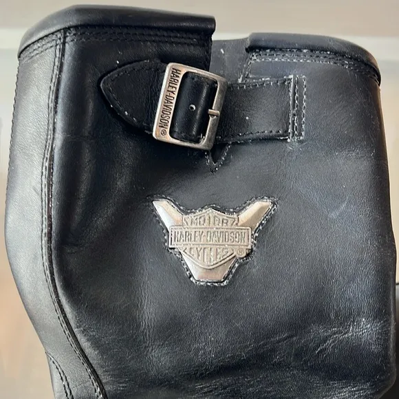 🏍️ Pull-On Black Leather Boots by Harley-Davidson | Men's 43 EU
