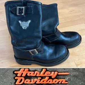 🏍️ Pull-On Black Leather Boots by Harley-Davidson | Men's 43 EU