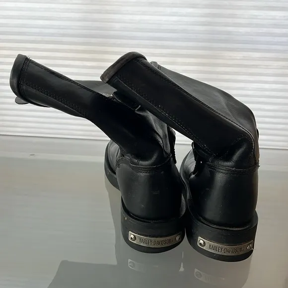 🏍️ Pull-On Black Leather Boots by Harley-Davidson | Men's 43 EU