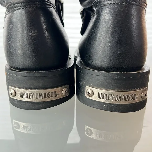 🏍️ Pull-On Black Leather Boots by Harley-Davidson | Men's 43 EU