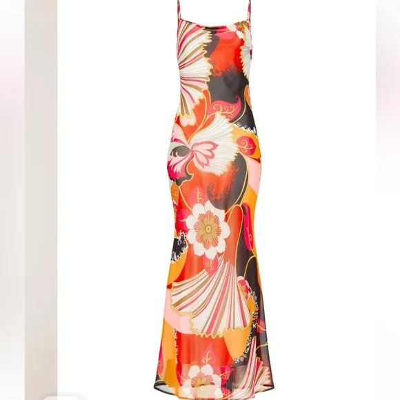 🌺 Ronny Kobo Retro Slip Dress | Vibrant Floral Maxi | Summer Statement Dress 10