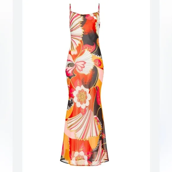 🌺 Ronny Kobo Retro Slip Dress | Vibrant Floral Maxi | Summer Statement Dress 10