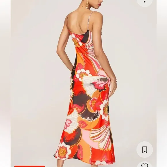 🌺 Ronny Kobo Retro Slip Dress | Vibrant Floral Maxi | Summer Statement Dress 10