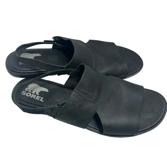 🆕 Sorel Ella ll black leather Slingback Sandal size 11