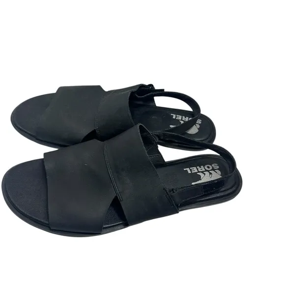 🆕 Sorel Ella ll black leather Slingback Sandal size 11