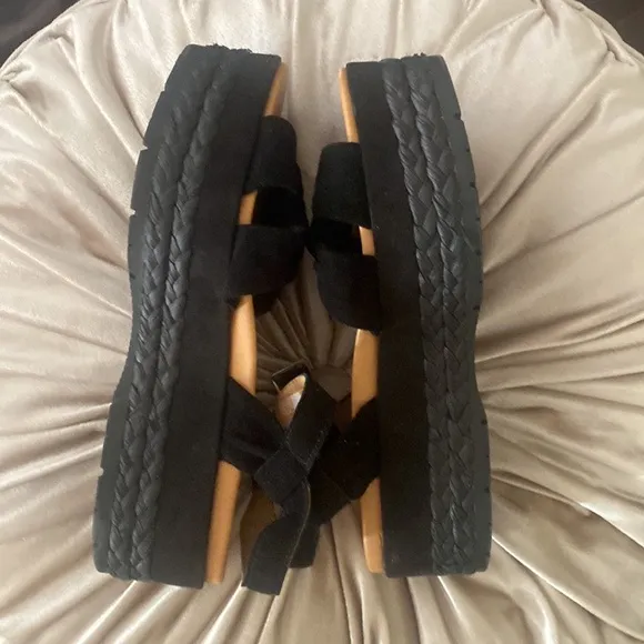 🎀 UGG Neusch Black platform sandals 7.5 EUC Adjustable Strap - used once!