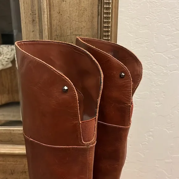 🆕 VINCE CAMUTO Jorshie Tall Over The Knee Brown/Cognac Leather Boots - Size 6.5