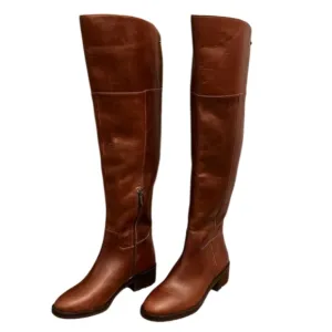🆕 VINCE CAMUTO Jorshie Tall Over The Knee Brown/Cognac Leather Boots - Size 6.5