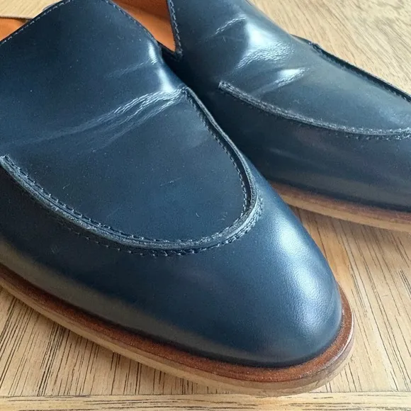 $168 EVERLANE The Modern‎ Loafer Mule Italian Leather Shoes Navy Blue WOMEN'S 11