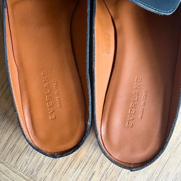 $168 EVERLANE The Modern‎ Loafer Mule Italian Leather Shoes Navy Blue WOMEN'S 11