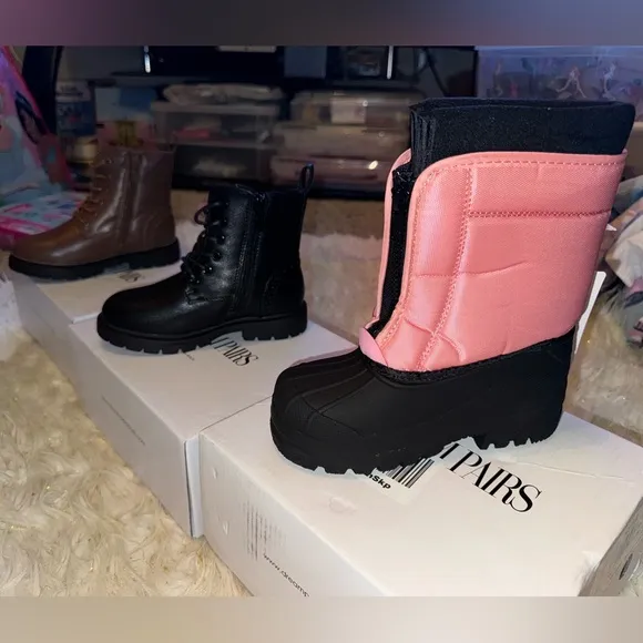 3 Pair of Dream Pairs Boots (Pink &amp; Black, Black, Brown)
