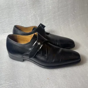 $395 MAGNANNI 'Mallory' Men's US 11.5 EUR 44.5 Black Leather Monk Strap Loafers