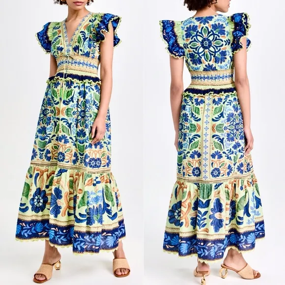 🌺🎉3XHP🎉🌺 NWT Farm Rio Ocean Tapestry Suzani Maxi Dress