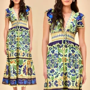 🌺🎉3XHP🎉🌺 NWT Farm Rio Ocean Tapestry Suzani Maxi Dress