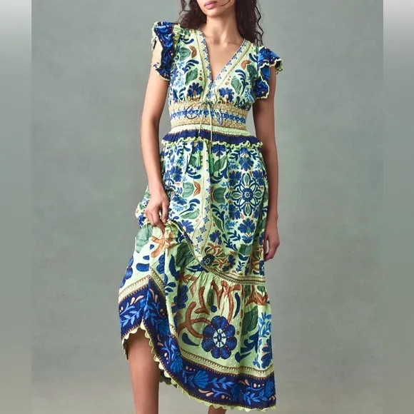 🌺🎉3XHP🎉🌺 NWT Farm Rio Ocean Tapestry Suzani Maxi Dress