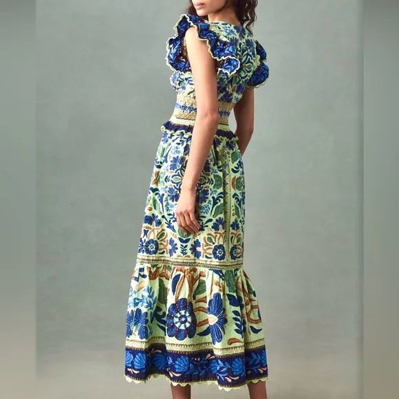 🌺🎉3XHP🎉🌺 NWT Farm Rio Ocean Tapestry Suzani Maxi Dress