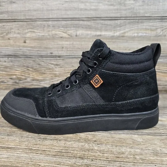 5.11 Tactical Norris Black High Top Sneakers Suede Vibram Sole Men's Size 8