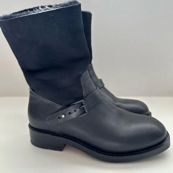 $595 Rag &amp; Bone Elk Leather Suede Black Moto Ankle Boots Size 6 Handmade Goodyea