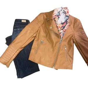 7 For All Mankind Vegan Leather moto jacket size XS