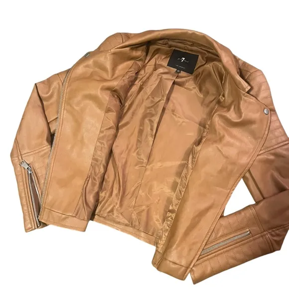 7 For All Mankind Vegan Leather moto jacket size XS