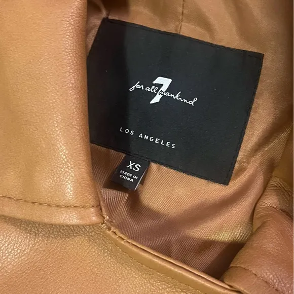 7 For All Mankind Vegan Leather moto jacket size XS