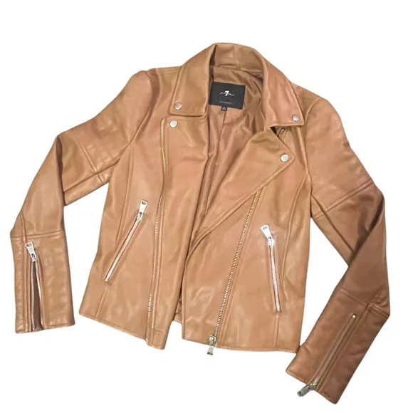 7 For All Mankind Vegan Leather moto jacket size XS