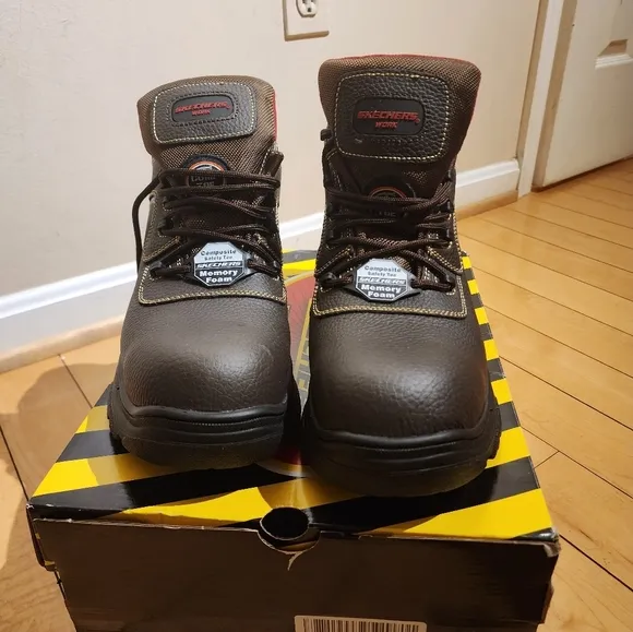 77144W BRN  SKECHERS BURGIN SOSDER MEN'S SAFETY TOE BOOT