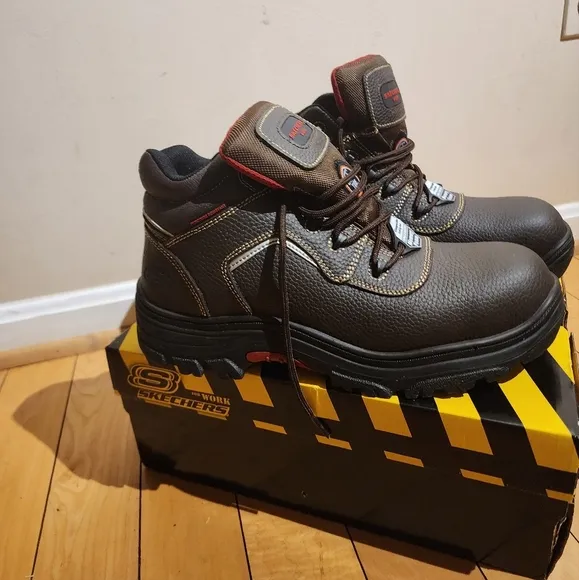 77144W BRN  SKECHERS BURGIN SOSDER MEN'S SAFETY TOE BOOT