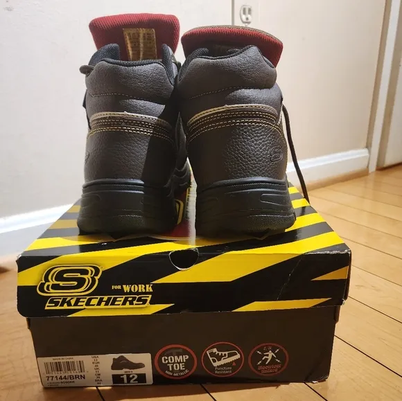 77144W BRN  SKECHERS BURGIN SOSDER MEN'S SAFETY TOE BOOT