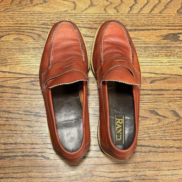 80’s Vintage Rand Brown Leather Moc Toe Work Loafers Men’s 10 Wide