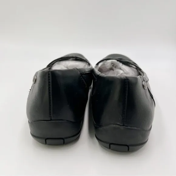 8.5W 8.5 WIDE LifeStride Diverse Black Faux Vegan Leather Ballet Flats Shoes NEW
