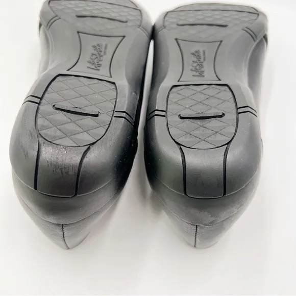 8.5W 8.5 WIDE LifeStride Diverse Black Faux Vegan Leather Ballet Flats Shoes NEW
