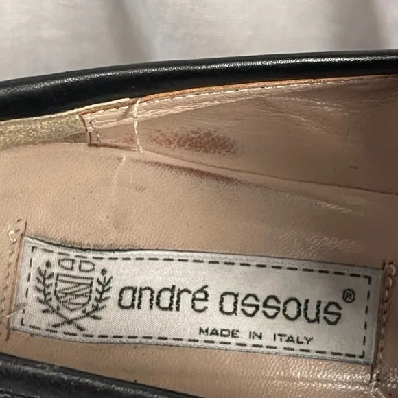 90s Cheetah Print Cowhide Black Leather Loafers from Italy 9.5