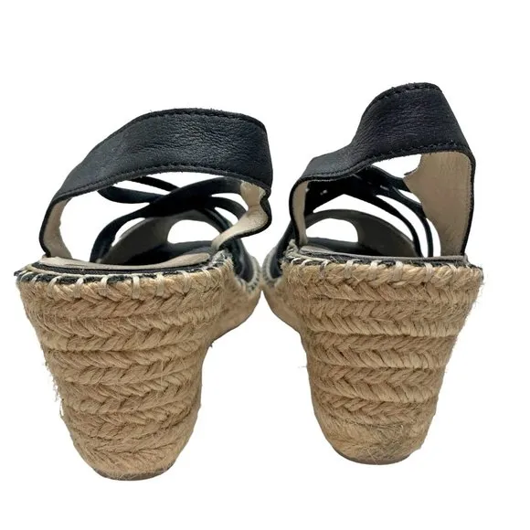 ABEO B.I.O. System Delano Neutral Black Leather Wedge Sandals Size 7 Narrow‎