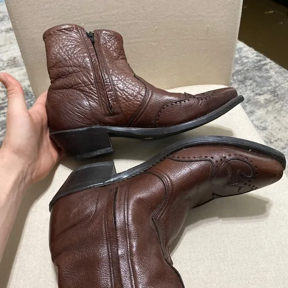 Abilene boots Mens  8” wingtip zipper leather cowboy boots western Mens size 8.5