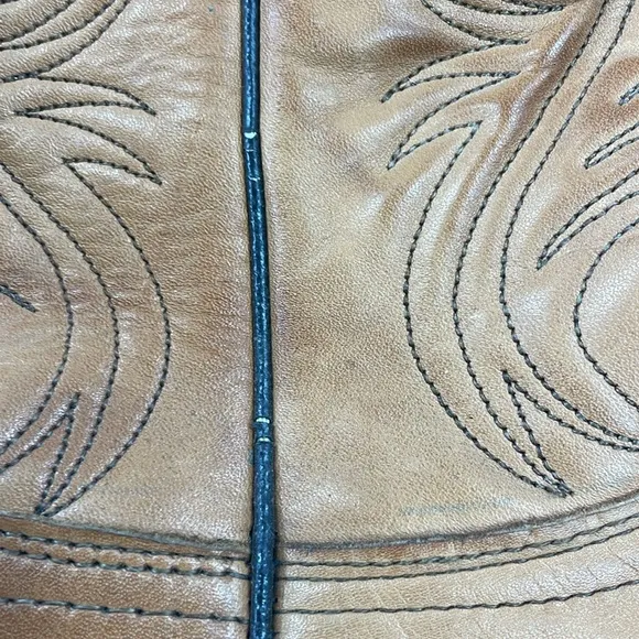 Abilene Womens Western Boots Leather Embroidered Pull On Boots in Brown Size 9.5